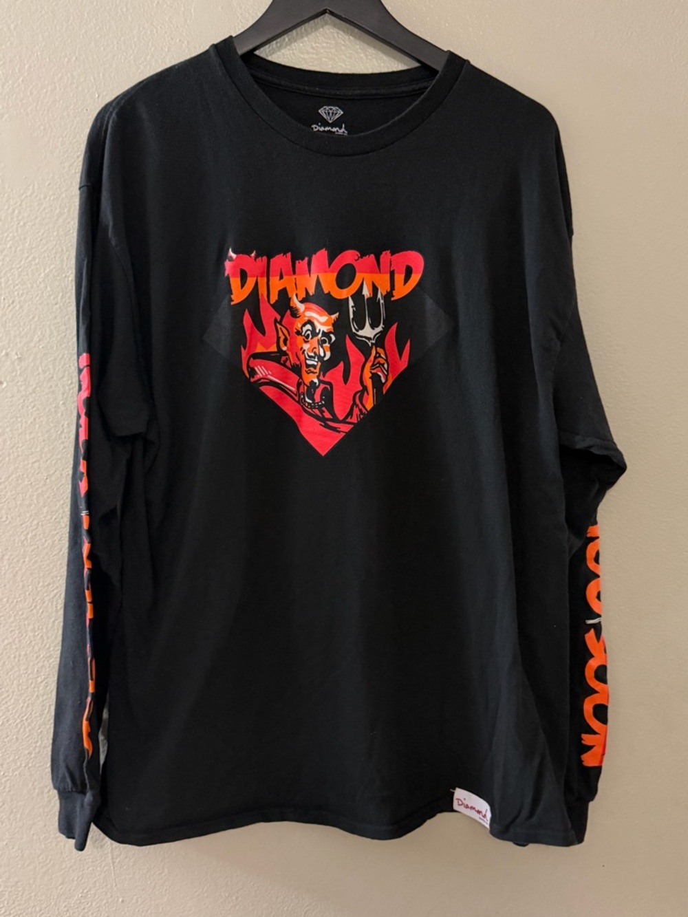 Diamond Supply Co Devil Flame Long Sleeve Black Graphic Tee XL “See You Soon”